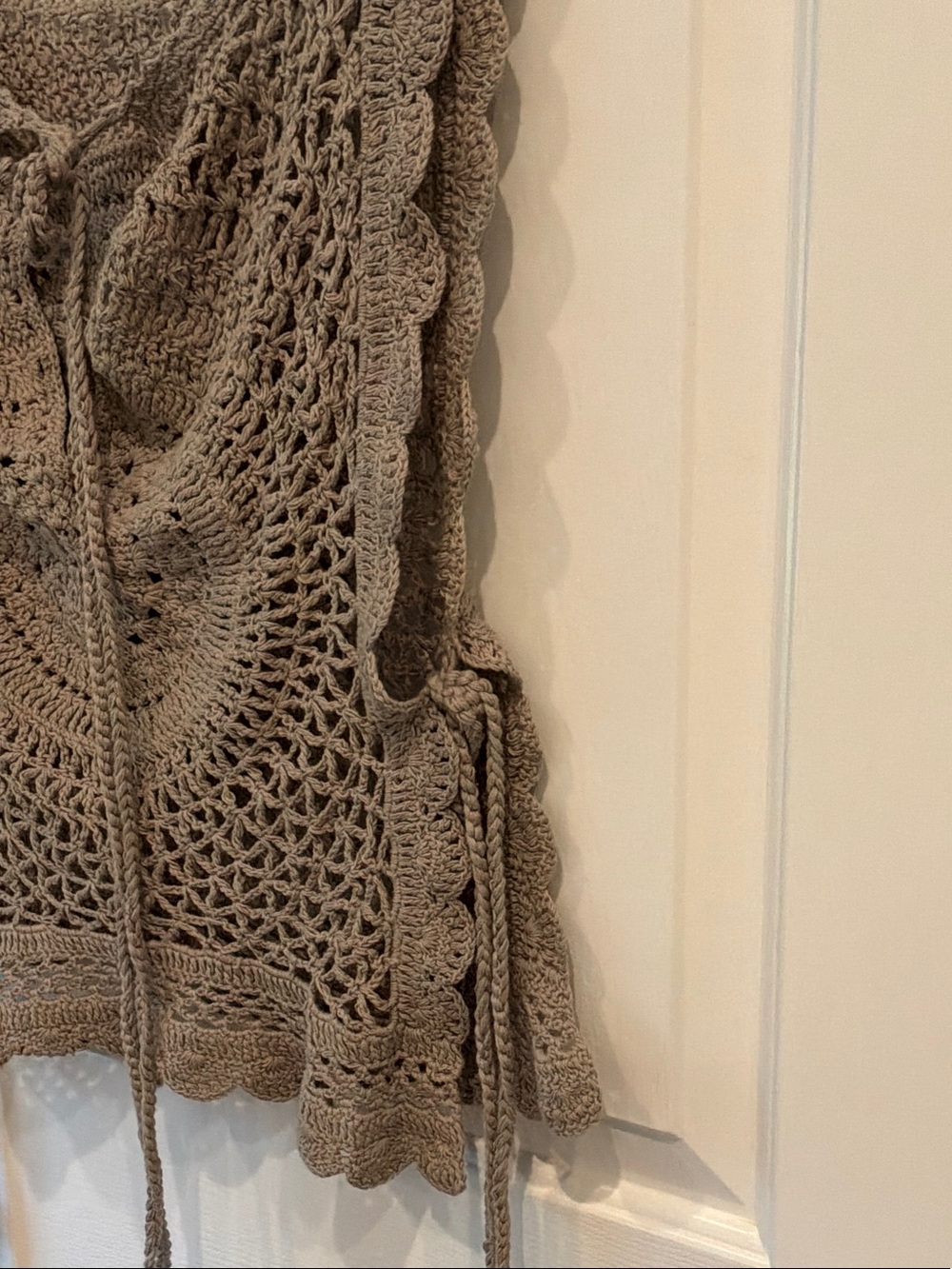 Zara Crochet Scoop Neck Tank Top - Taupe Beige - Picture 3 of 3